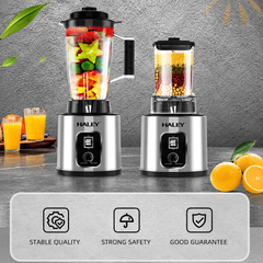 Blender Multifuncțional 2 în 1 HALEY HY-2712, 5500W, 15 Viteze + Pulse, Recipient 3L, Râșniță, Lame Inox, Funcție Autocurățare