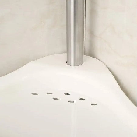 Etajeră Colț pentru Baie/Duș cu 4 Rafturi, Suport Prosop și Cărlige, Înălțime Reglabilă Max. 3.2 Metri, Alb