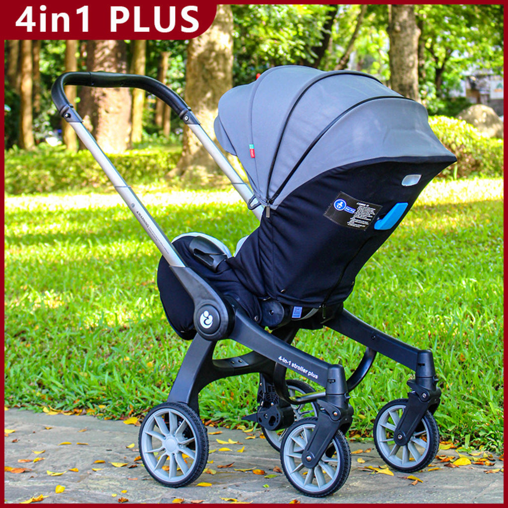 Cărucior travel 4 în 1 pentru Bebeluși Stroller Plus 2053 – Sistem Multifuncțional, 0-3 Ani