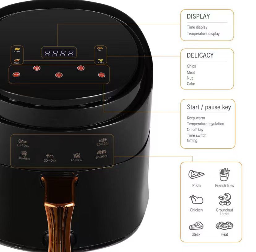 Friteuză cu Aer Cald Fry Digital AT PERFORMANCE® 8L, 2400W, 8 Programe, Temperatură Reglabilă, Timer 60 Min – CADOU 100 Buc Hârtii de Copt