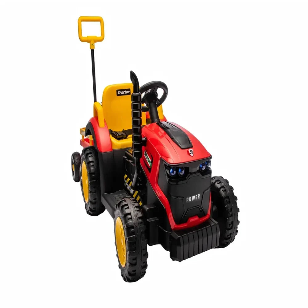 Tractor Electric KIDOO pentru Copii cu Telecomandă 2.4G, Remorcă Detașabilă, 12V 4.5Ah, 2 Motoare 380, Lumini LED, Muzică, Centură de Siguranță