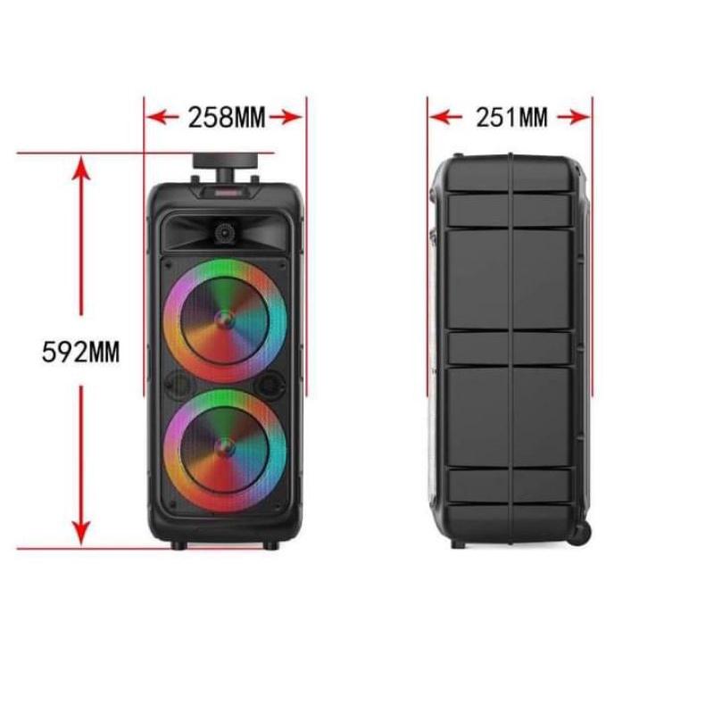 Boxa Troler XXL Profesionala Portabila PARTY TIME , 300W, 2X8inch , Microfoan , USB, Radio, Bluetooth,Card