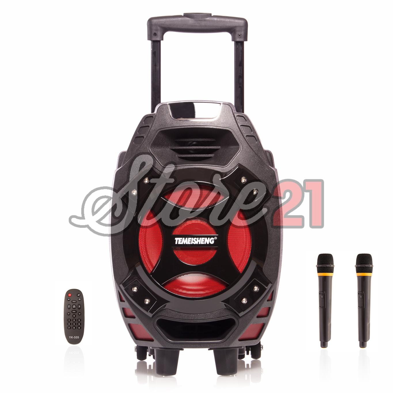 Boxa Activa Profesionala Portabila , Troler Temeisheng  Q7,95W, 10 Inch ,2 Microfoane Wireless, USB, Radio, Bluetooth