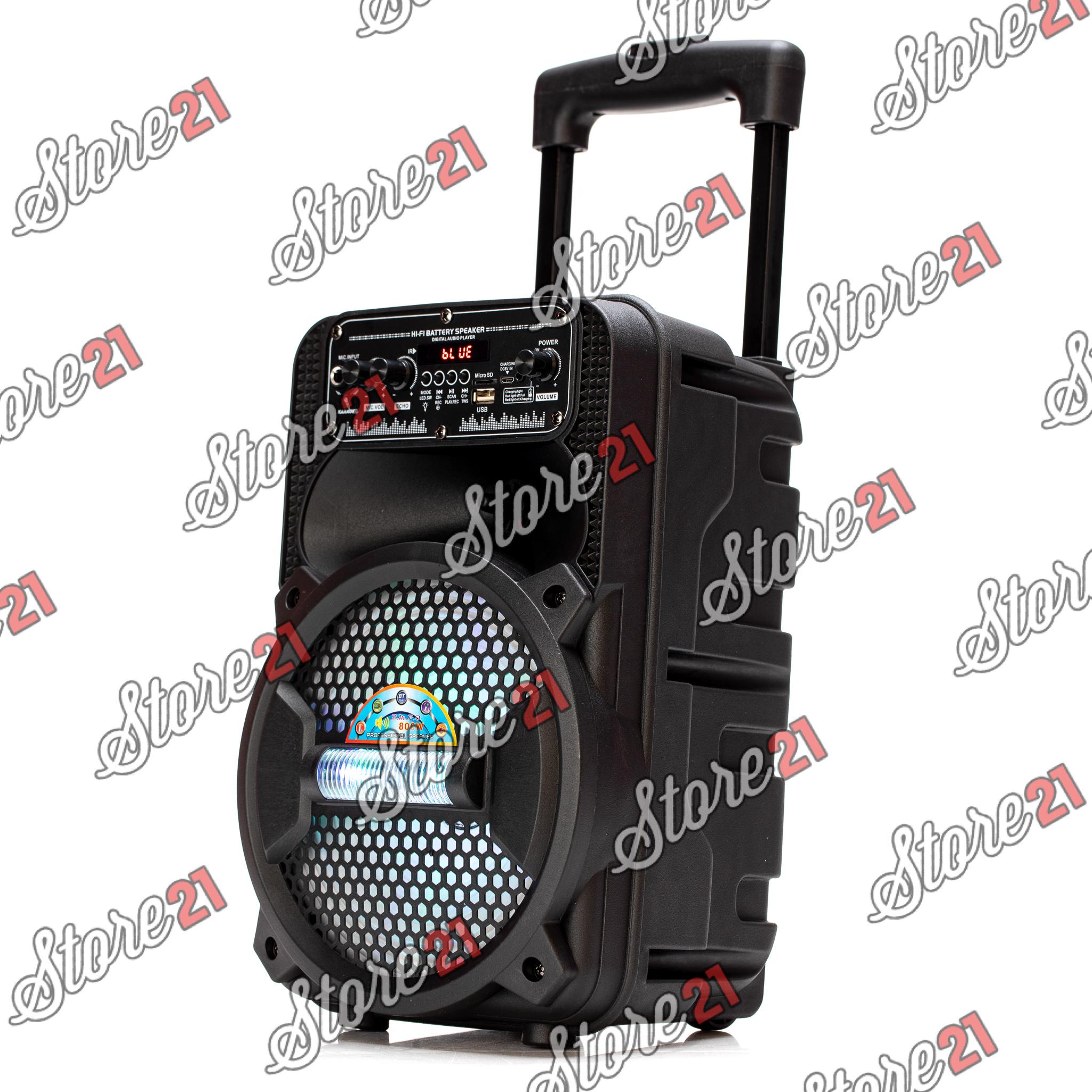 Boxa Activa Profesionala Portabila 250 W Troler 8 Inch ,Microfon , USB, Radio, Bluetooth,Telcomanda,cadou BRATARA+ Casti telefon