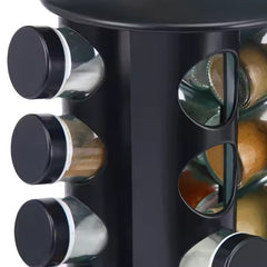 Set 16 recipiente condimente cu suport rotativ, inox, AT PERFORMANCE®,