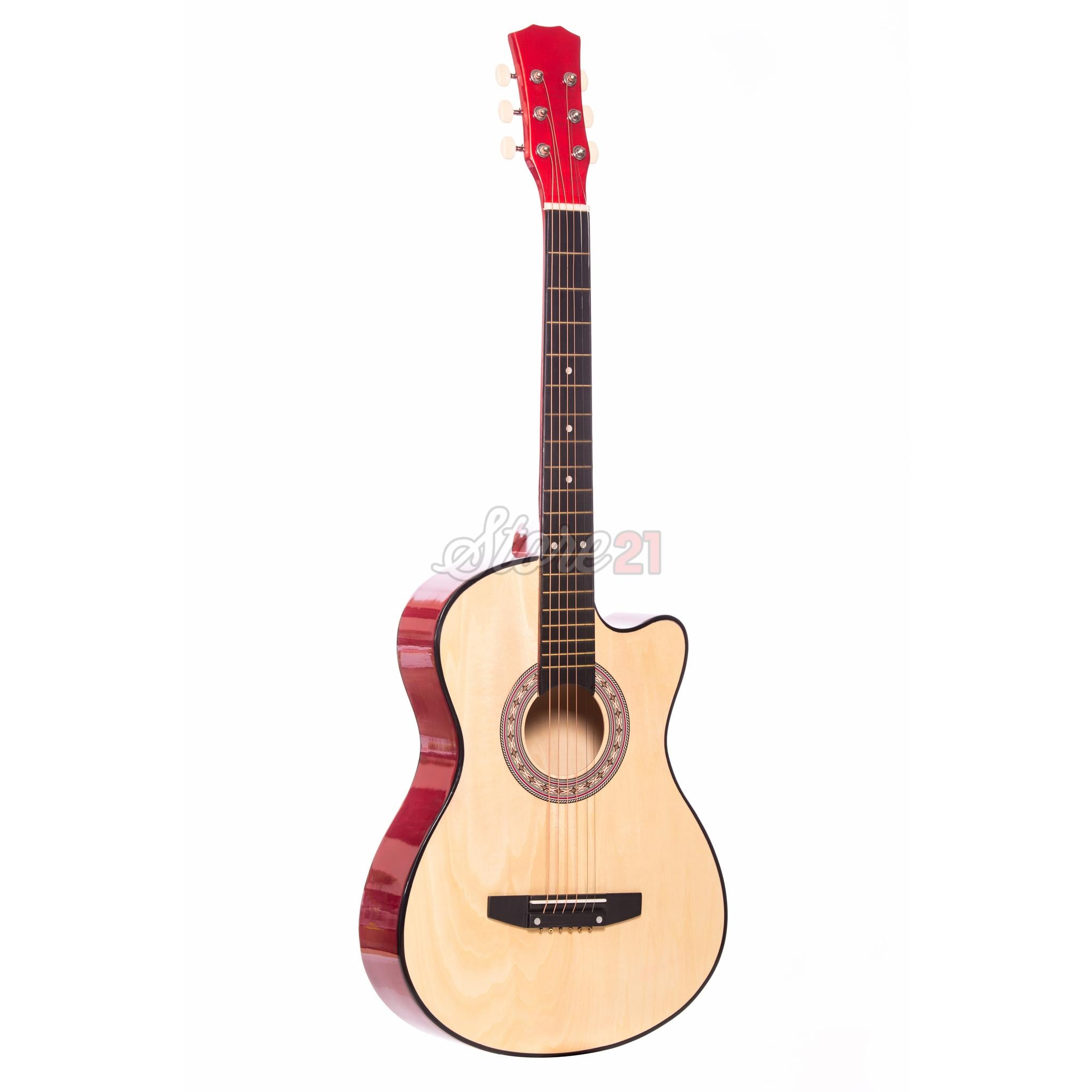 Chitara Acustica bej nature – 6 Corzi Metalice 4/4,Recomandata Peste 11 Ani, Inclusiv Adulti
