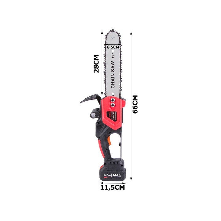 Drujbă Electrică AT PERFORMANCE®, 1200W cu Acumulator 48V, Lamă 30 cm, 4200 RPM, Portabilă, Fără Fir, Cu Accesorii