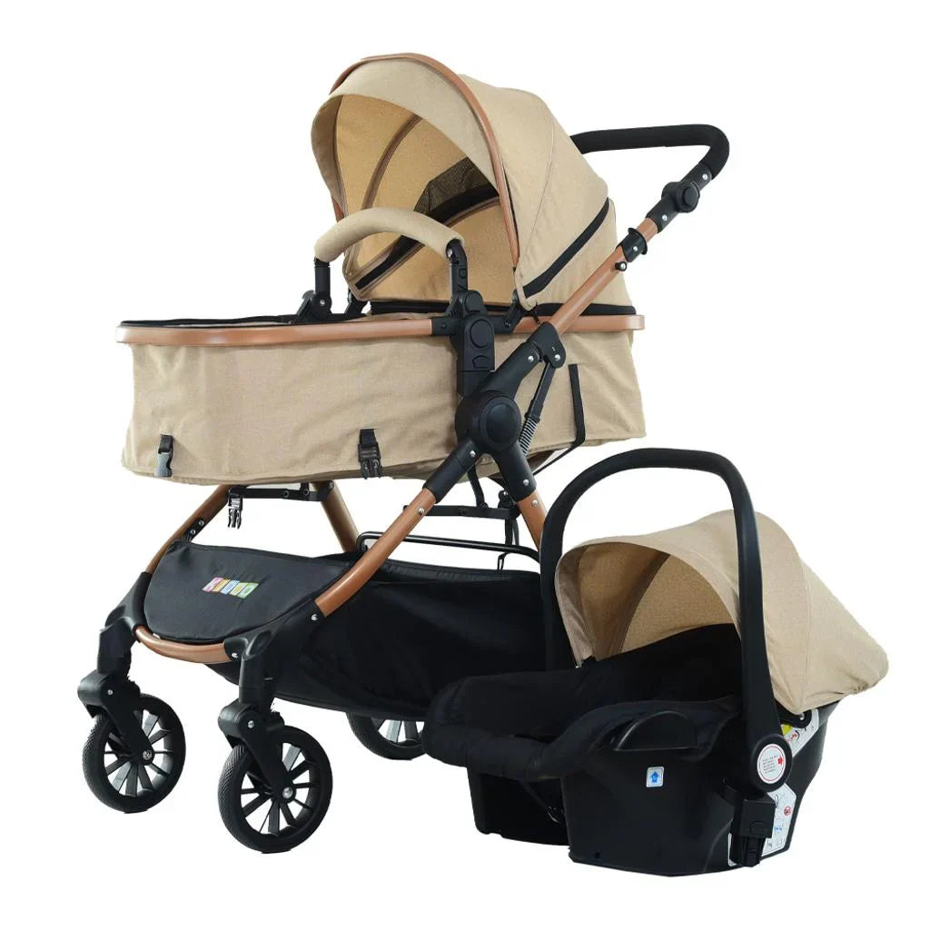 Cărucior 3 în 1 KIDOO – auto i-Size, landou, scaun sport și scoică auto. Suspensii, pliere rapidă, copertină extensibilă, centură 5 puncte. Ideal 0–36 luni. Sistem complet pentru părinți.