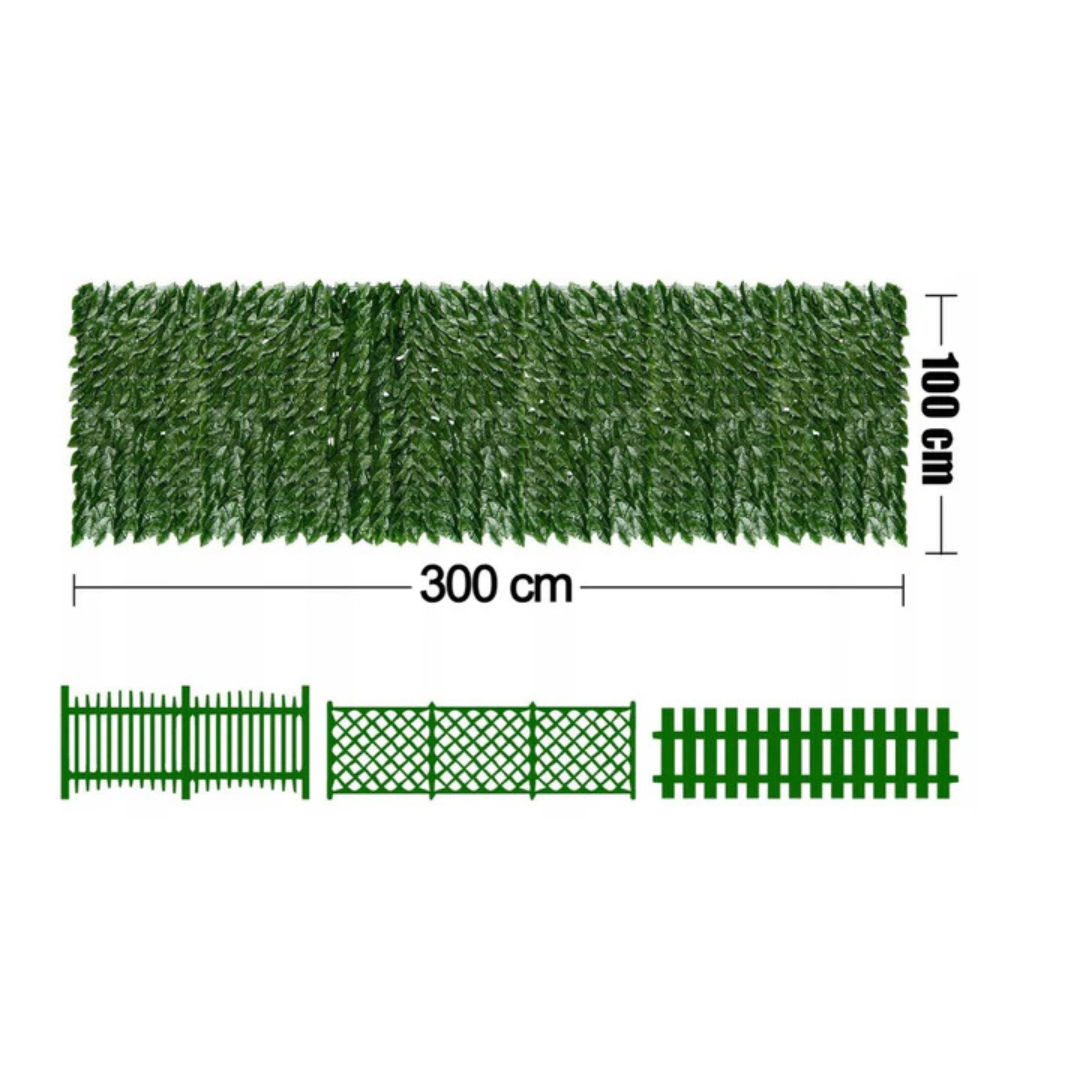 Gard viu decorativ frunze artificiale AT PERFORMANCE®, 3m x 1m lungime, verde deschis
