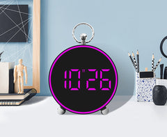 Ceas Digital AT PERFORMANCE®, de Masa sau Perete, cu Alarma, Snooze, Lumina LED, Mod Noapte, Control vocal, USB - Roz.