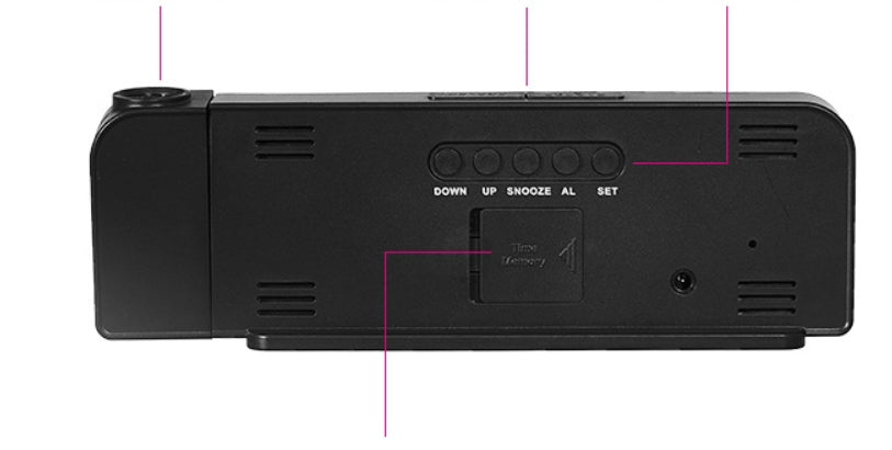 Ceas digital cu afisaj LED AT PERFORMANCE®, cu funtie de alarma si intensitate reglabila, proiector rotativ cu ora, Negru.