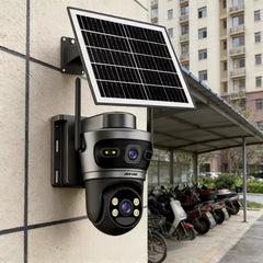 Cameră de Supraveghere Solară HNY 6MP 4G cu Panou Solar, Aplicația Yoosee, Rotire PTZ, IP66, Card 32GB Inclus