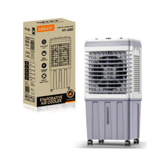 Răcitor de Aer Portabil HALEY, 2000W, Rezervor 25L, 3 Viteze, 2 Cutii Gheață, Debit 6000 m³/h, Alb/Gri, Control Mecanic