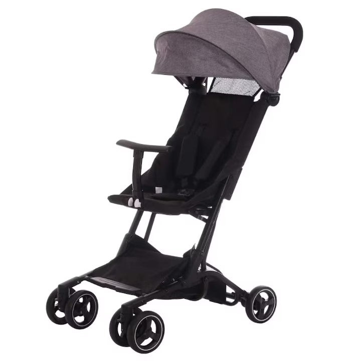 Cărucior copii pliabil AT PERFORMANCE® – Ultra compact, 5 kg, aluminiu, 6-36 luni, ideal pentru avion, negru