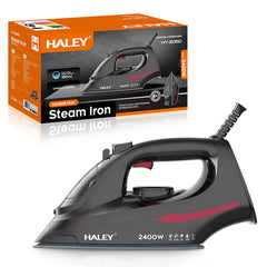 Fier de călcat cu abur HALEY® HY-2060, 2400W, Talpă ceramică, Abur vertical, Auto-curățare,  Negru