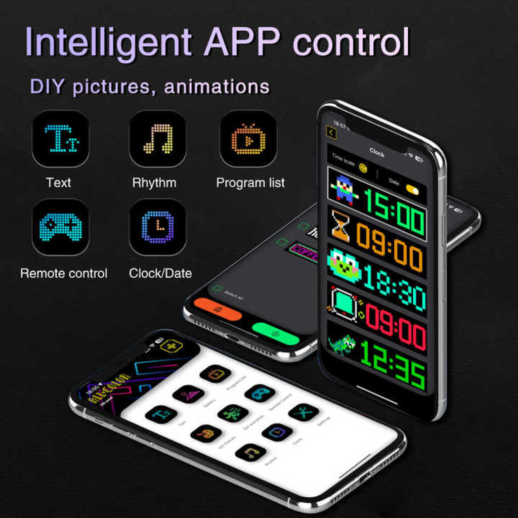 Panou LED Matrix RGB 16x64 Programabil – Display LED cu Control prin Telefon și Telecomandă