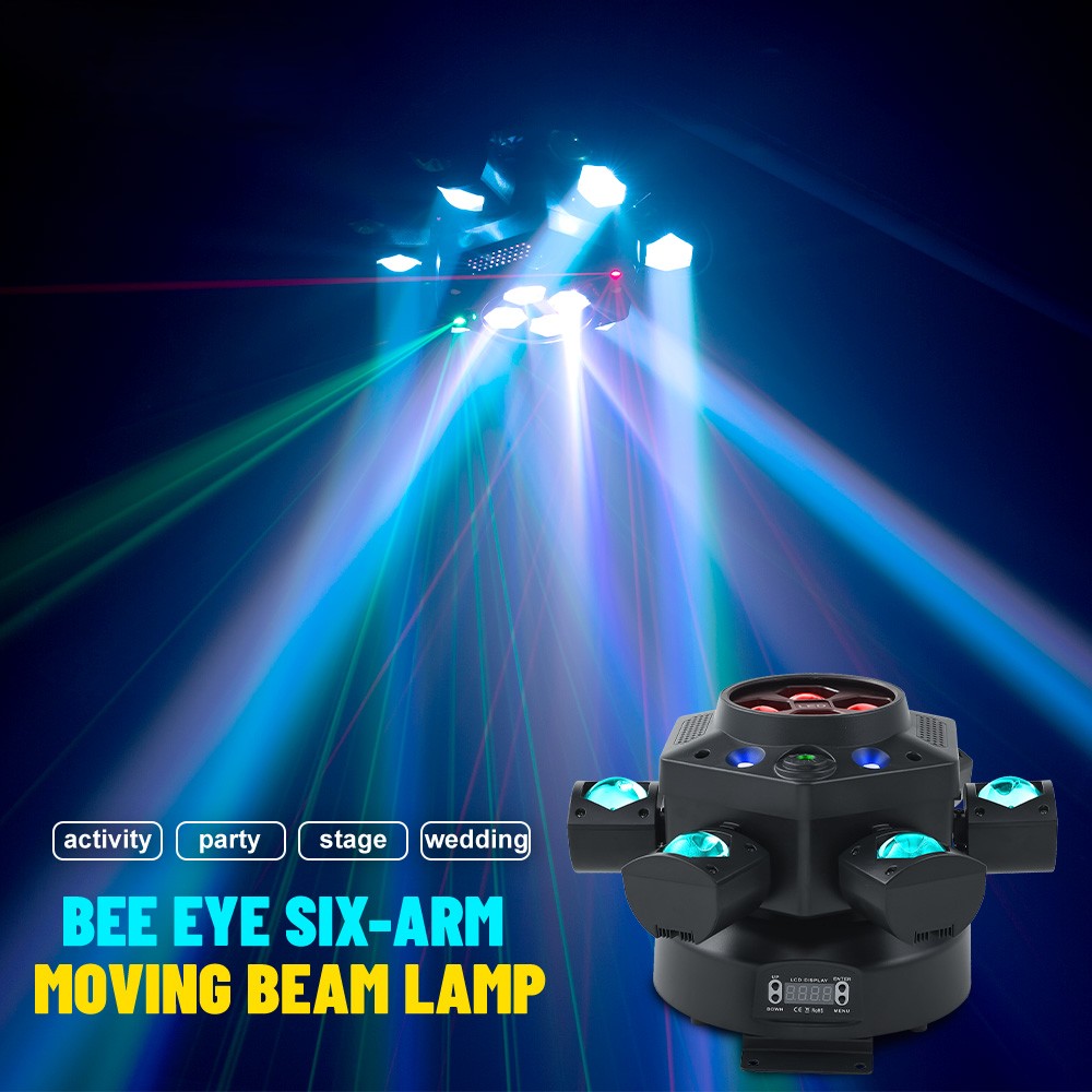 Proiector Moving Head Profesional 6 Brațe 120W RGBW 4-în-1 DMX512 cu Telecomandă