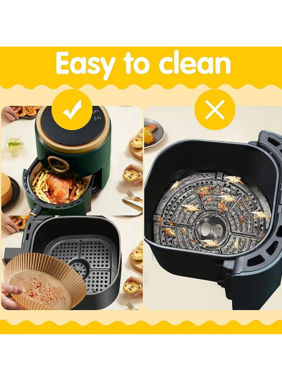 Set 100 bucati hartie de copt, Unica folosinta, Pentru air fryer