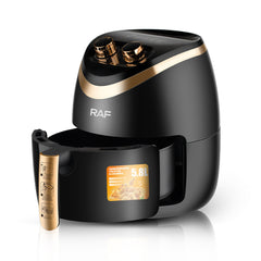 Friteuza electrica profesionala Air Fryer alb, AT PERFORMANCE®, RAF Air Fryer 5.8L 1500W Manual, Multi-Purpose, 360 Air Circulation R.5232 - Gatit sanatos si eficient pentru intreaga familie, negru