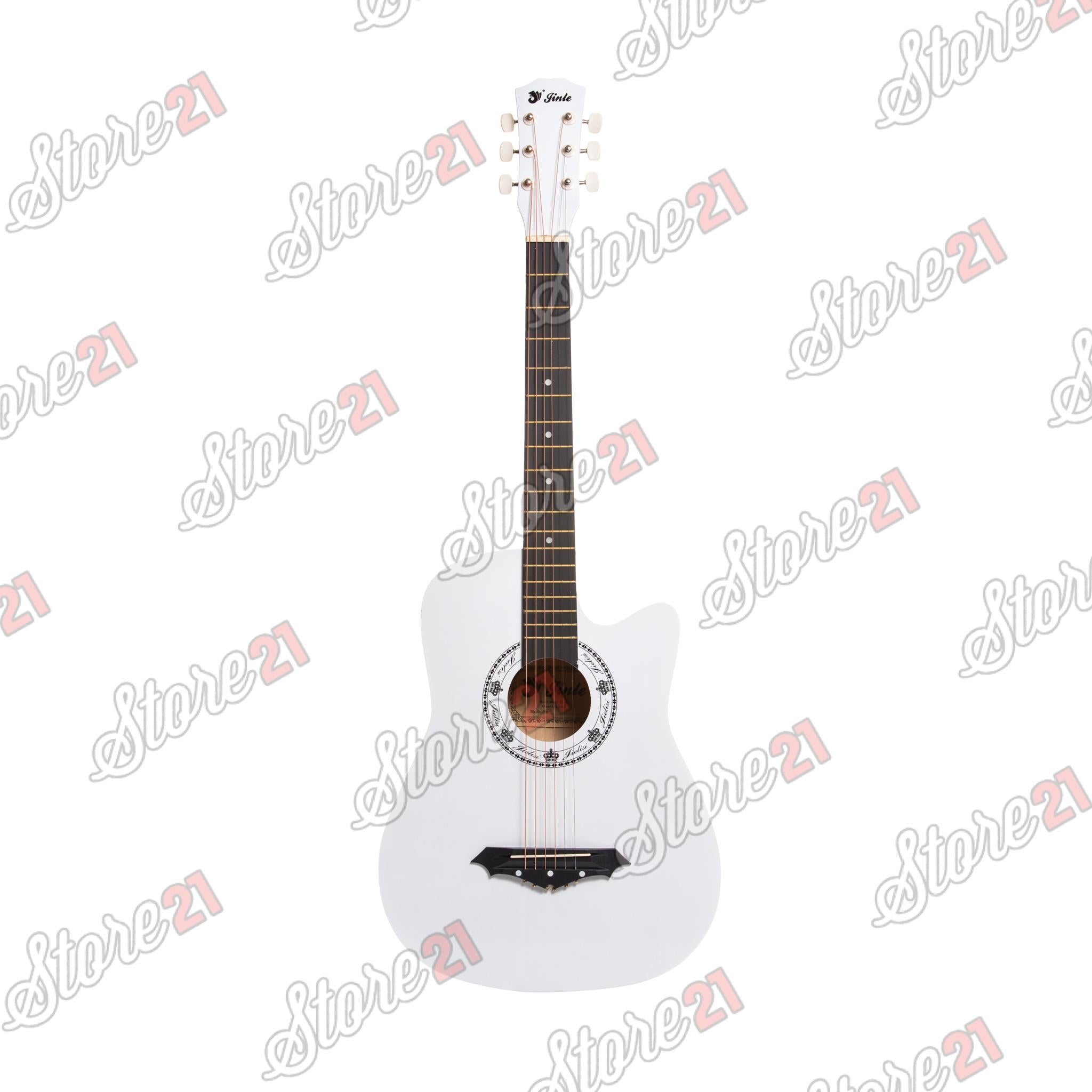 Chitara Acustica Alba – 6 Corzi Metalice 4/4,Recomandata Peste 11 Ani, Inclusiv Adulti