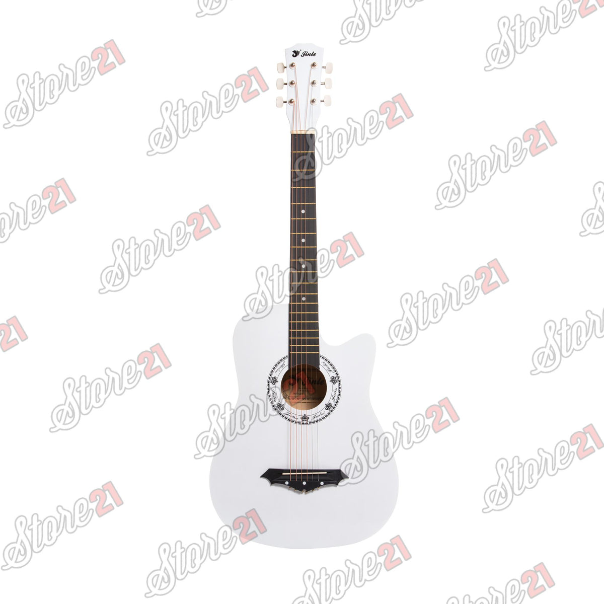 Chitara Acustica Alba – 6 Corzi Metalice 4/4,Recomandata Peste 11 Ani, Inclusiv Adulti