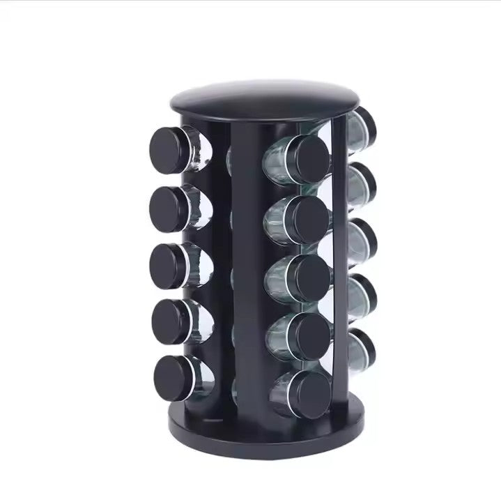 Set 20 de recipiente AT PERFORMANCE®, pentru condimente cu suport rotativ, inox, 33,5 x 23 x 23 cm.