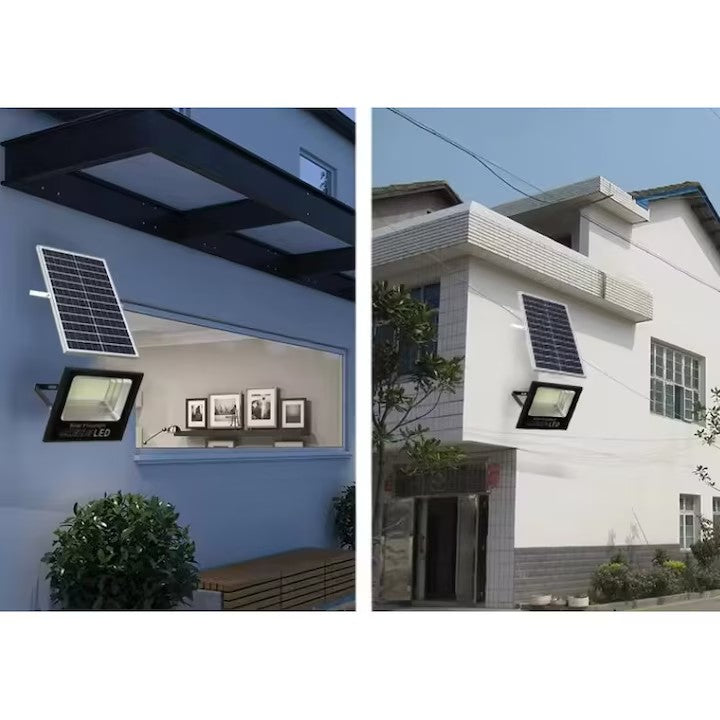 Proiector LED AT PERFORMANCE®, cu incarcare solara de exterior 200 W, Rezistent la Apa, SMD, Senzor de lumina, Timer, cu Telecomanda, 2 moduri de iluminat, kit montaj inclus.