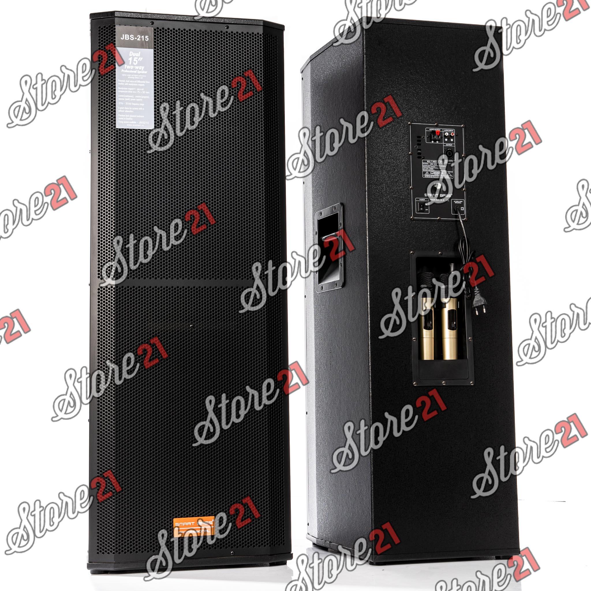 Set Boxe Profesionale Active , Bluetooth , 1000 W  , cu Mixer Puternic 2 microfoane fara fir cu ecran LCD+Telecomanda
