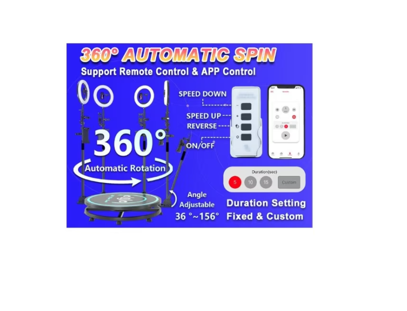 Platforma Foto-Video rotunda AT PERFORMANCE®, Selfie 360, brat rotativ, Led RGB, pentru Evenimente, diametru 80cm