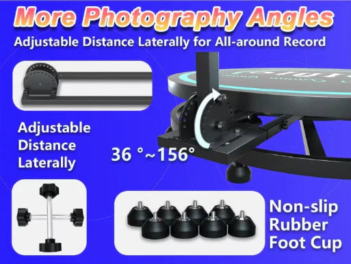 Platforma foto-video rotunda, Selfie 360, brat rotativ, led RGB, pentru evenimente, marca At Performance, diametru 80cm