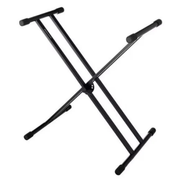 Stativ pentru Orga, Inaltime si Latime Ajustabile, Capacitate Maxima 25 Kg, Insertii de Cauciuc, Constructie In X, Picioare Anti-alunecare, Design Clasic, Negru