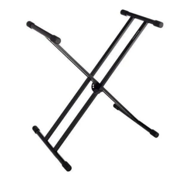 Stativ pentru Orga, Inaltime si Latime Ajustabile, Capacitate Maxima 25 Kg, Insertii de Cauciuc, Constructie In X, Picioare Anti-alunecare, Design Clasic, Negru