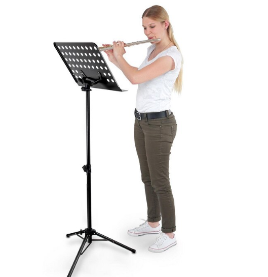 Stativ pentru Partitura, Inaltime Reglabila, Picioruse Antiderapante, Confectionat din Metal, Usor de Instalat si Depozitat, Negru