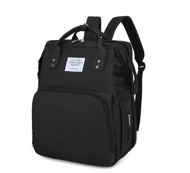 Rucsac Multifuncțional 3-in-1 pentru Bebeluși cu Pat Pliabil și Saltea, Roz Deschis – Impermeabil, Spațios, 39x30x18 cm