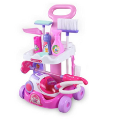 Set de Joaca Interactiv si Educativ, At Pereformance, pentru Copii Banc de Curatenie cu Aspirator Functional, Mop, Faras, Perie, Matura, si Accesorii de Curatat, Roz