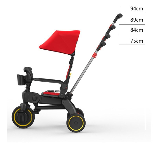 Tricicleta 4IN 1, At Performance, Centura Prindere, Bara Protectie, Piele ecologica, Suport Pahar, Pedale Detasabile, 6 luni+, Rosu / Negru