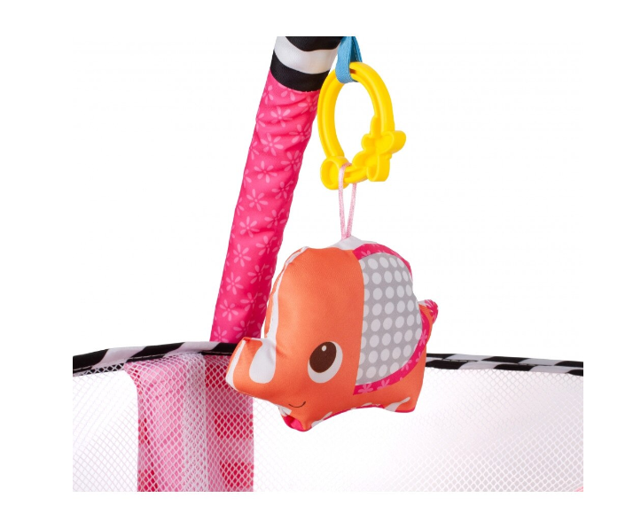 Centru de activitati 3 in 1 si saltea de joaca "Happy Hippo" pentru copii si bebelusi cu 4 jucarii si 30 de bile multicolore