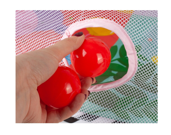 Centru de activitati 3 in 1 si saltea de joaca "Happy Hippo" pentru copii si bebelusi cu 4 jucarii si 30 de bile multicolore