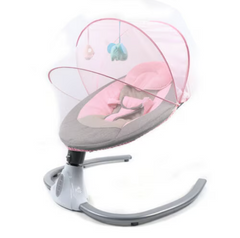 Leagan Electric Multifunctional RDB-6, Bluetooth, Telecomanda, Muzica incorporata si Acoperis rabatabil, Roz, 0-18 luni