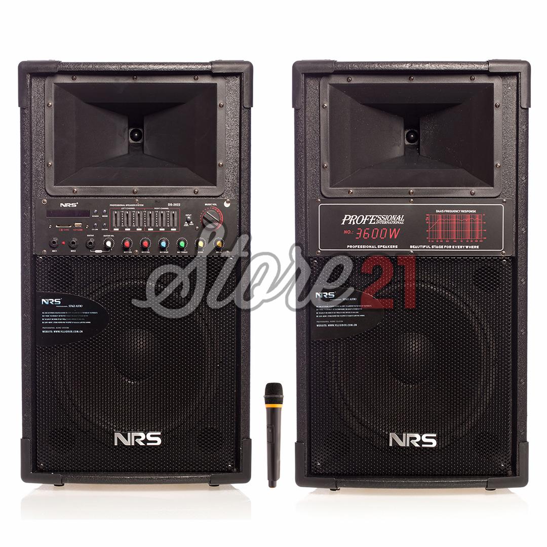 Set Boxe Active Profesionale NRS-2022,640W,12 INCH, Microfon Wireless, USB, Radio, Bluetooth