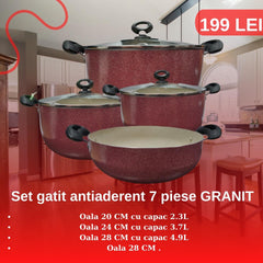 SET OALE antiaderent 7 piese GRANIT, 3 Straturi