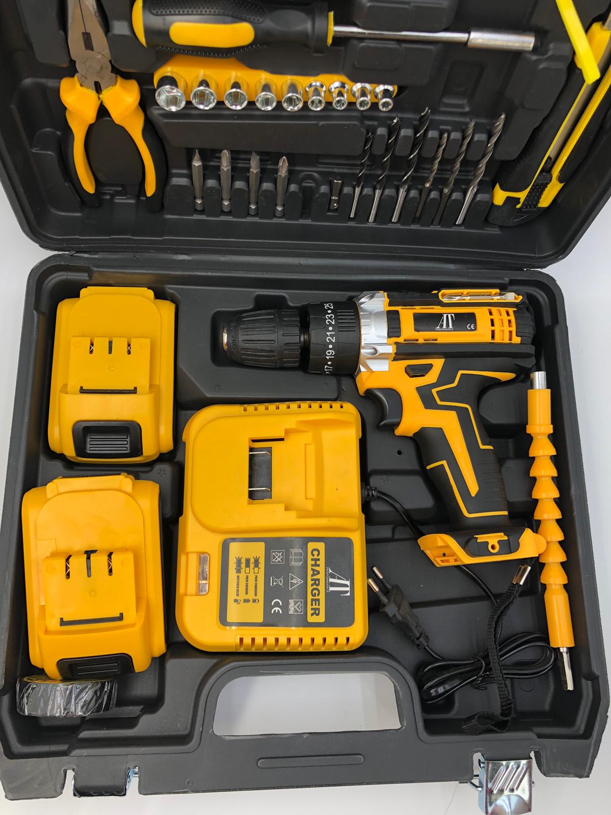PACHET PROMOTIONAL | Trusa Bormasina, AT PERFORMANCE®, 36V cu 2X Acumulator si Incarcator + Set 3 Perii Rotative de Curatat Suprafete, Covoare