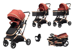Carucior, 2 in 1 KIDOO® – Cărucior Pliabil cu Fața Inversă pentru Bebeluși cu Diverse Moduri, Cărucior Reglabil și Culisant vesiniu