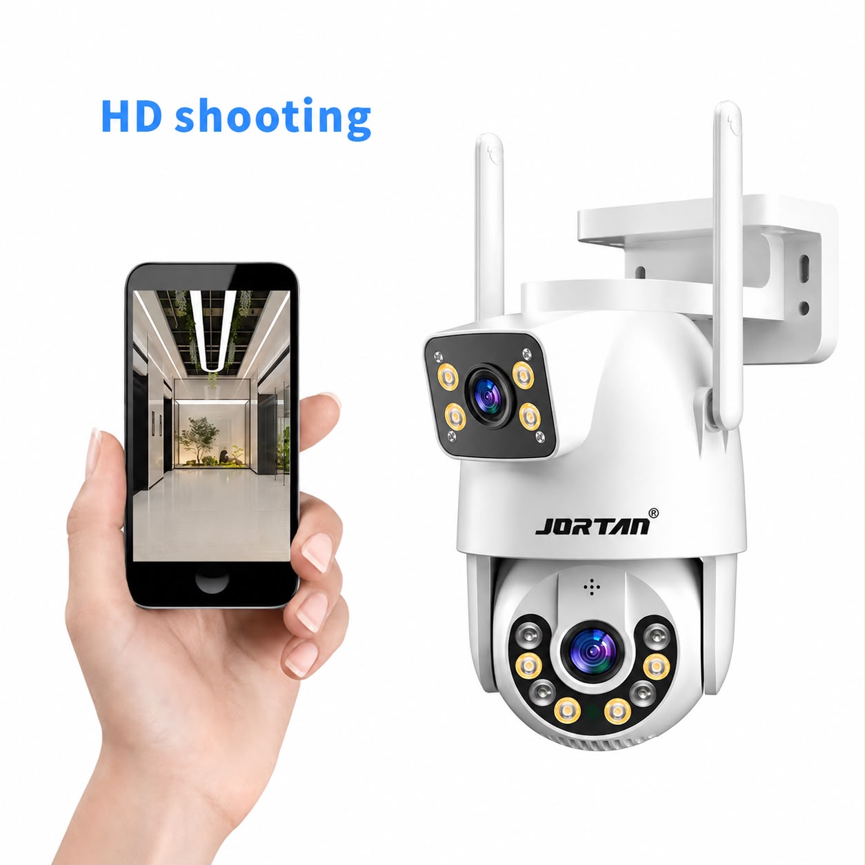 Cameră de Supraveghere IP WiFi HNY 6MP 4K, Rotire 355°, Detectare Umană, Recunoaștere Facială, IP66, Card 32GB Inclus