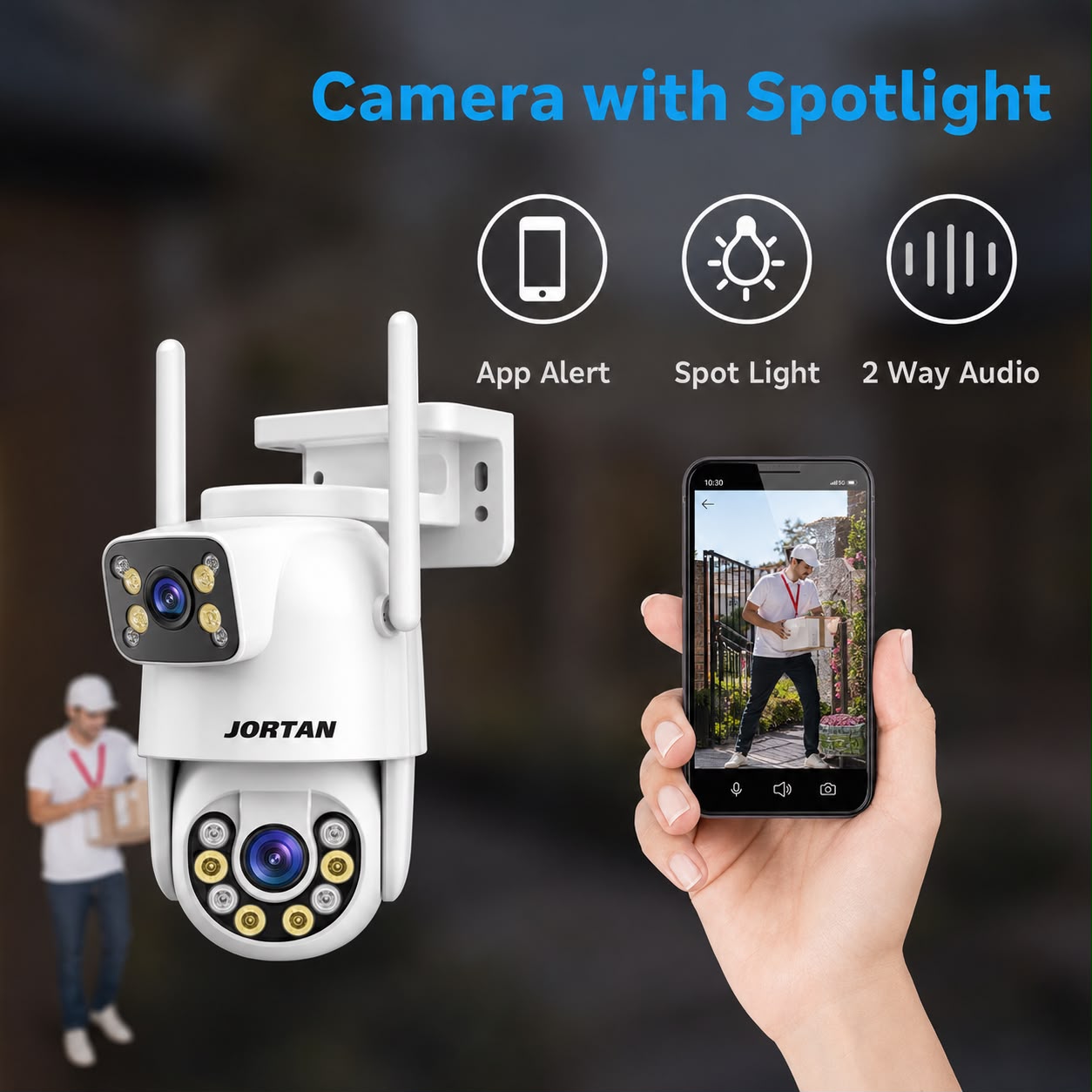 Cameră de Supraveghere IP WiFi HNY 6MP 4K, Rotire 355°, Detectare Umană, Recunoaștere Facială, IP66, Card 32GB Inclus