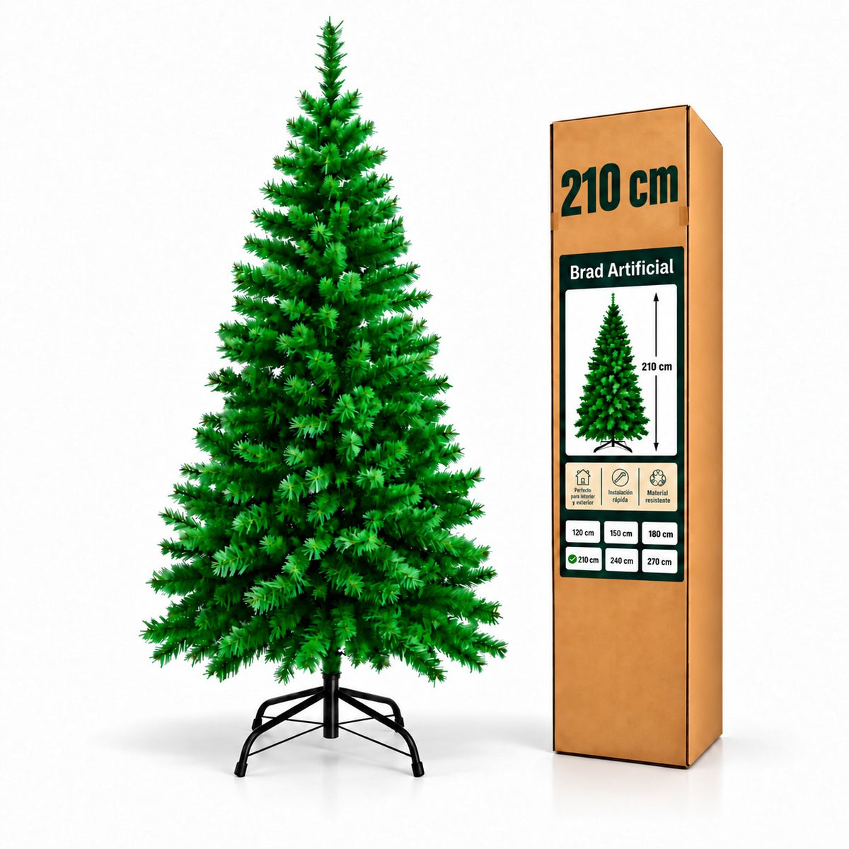 Brad artificial HNT , de 210 cm, cu suport metalic700 de ramuri
