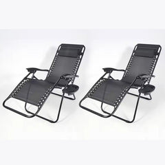 Set 2 Șezlonguri Portabile AT PERFORMANCE®, de Lux, Modern, Scaun Reclinabil, Pliabil pentru Plajă și Grădină, cu Suport pentru Pahare