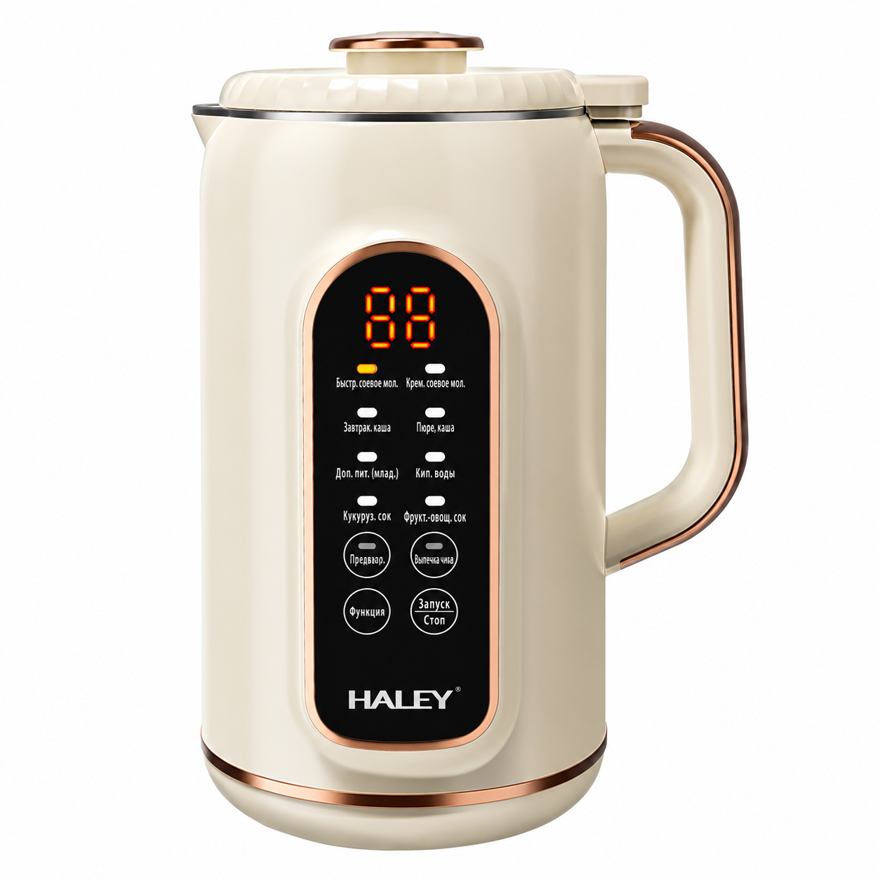 Aparat Multifuncțional pentru Prepararea Laptelui Vegetal și de Soia HALEY® HY-2721, 1800 ml, Putere Mixare 500W, Încălzire 1000W, 8 Funcții, Panou Tactil, Timer 12 Ore, Autocurățare