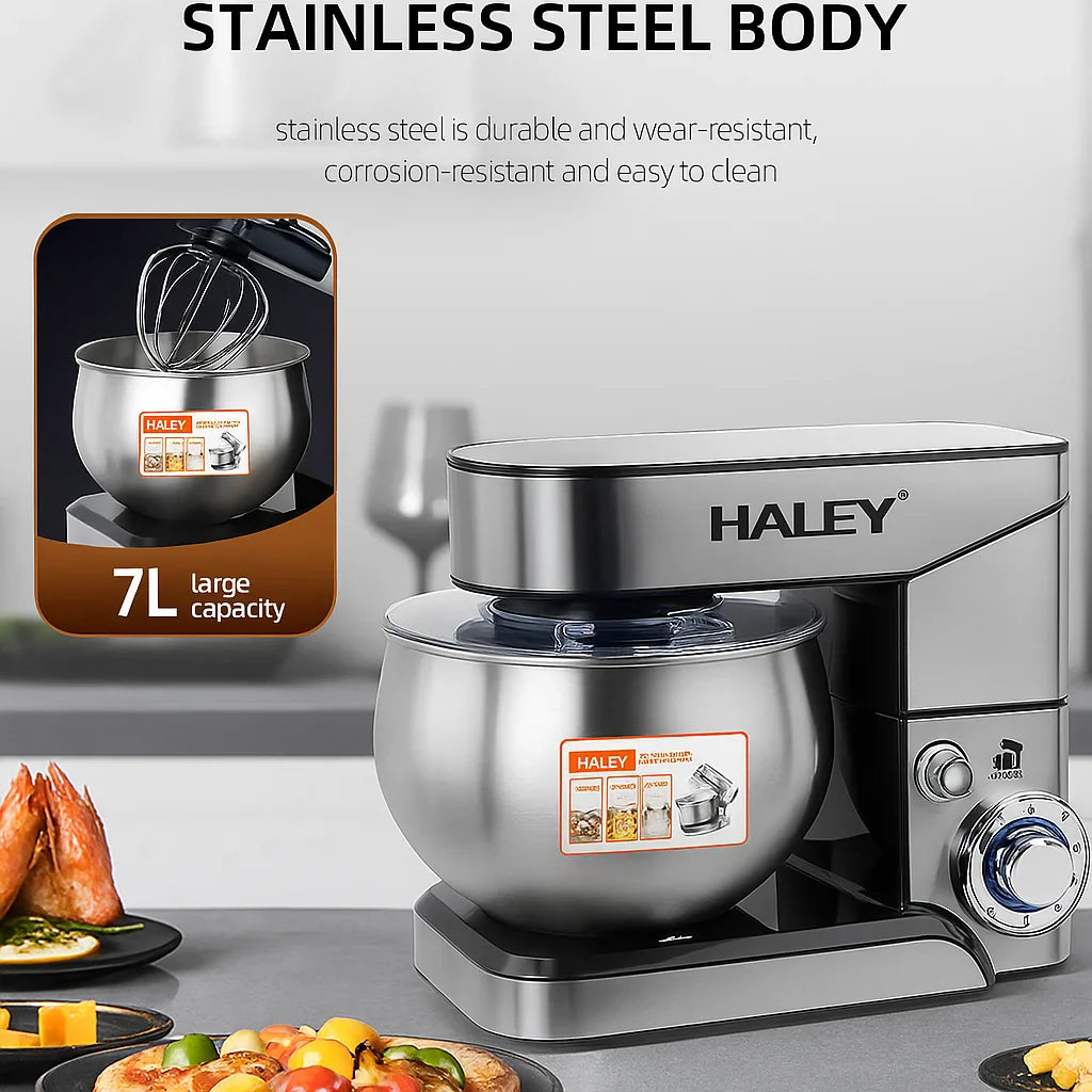 Robot de bucătărie multifuncțional HALEY HY-2403, 7L, inox, 6 viteze + Turbo