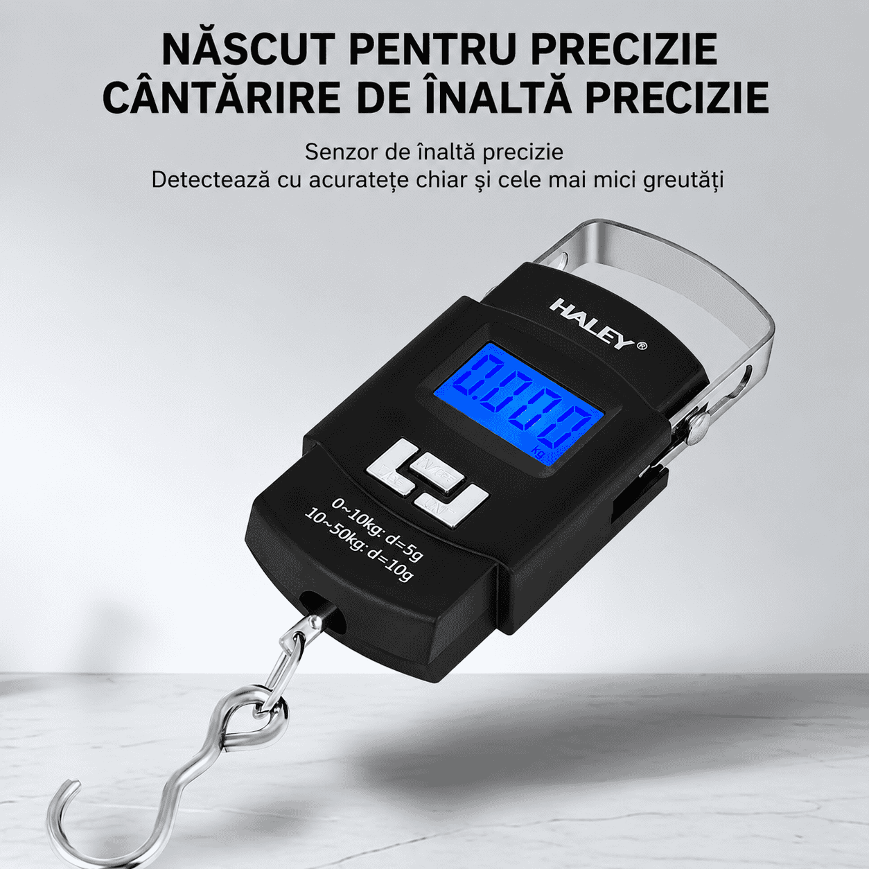 Cântar Electronic De Bucătărie Haley HY-5022, Capacitate 50 Kg, Display LCD Iluminat, Funcție Tară, Conversie Unități